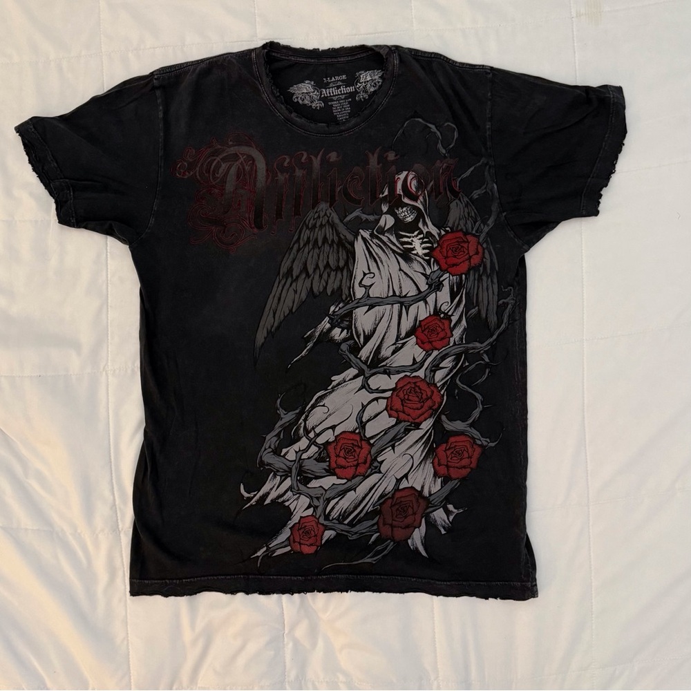 Affliction Black and Red Graphic Tee